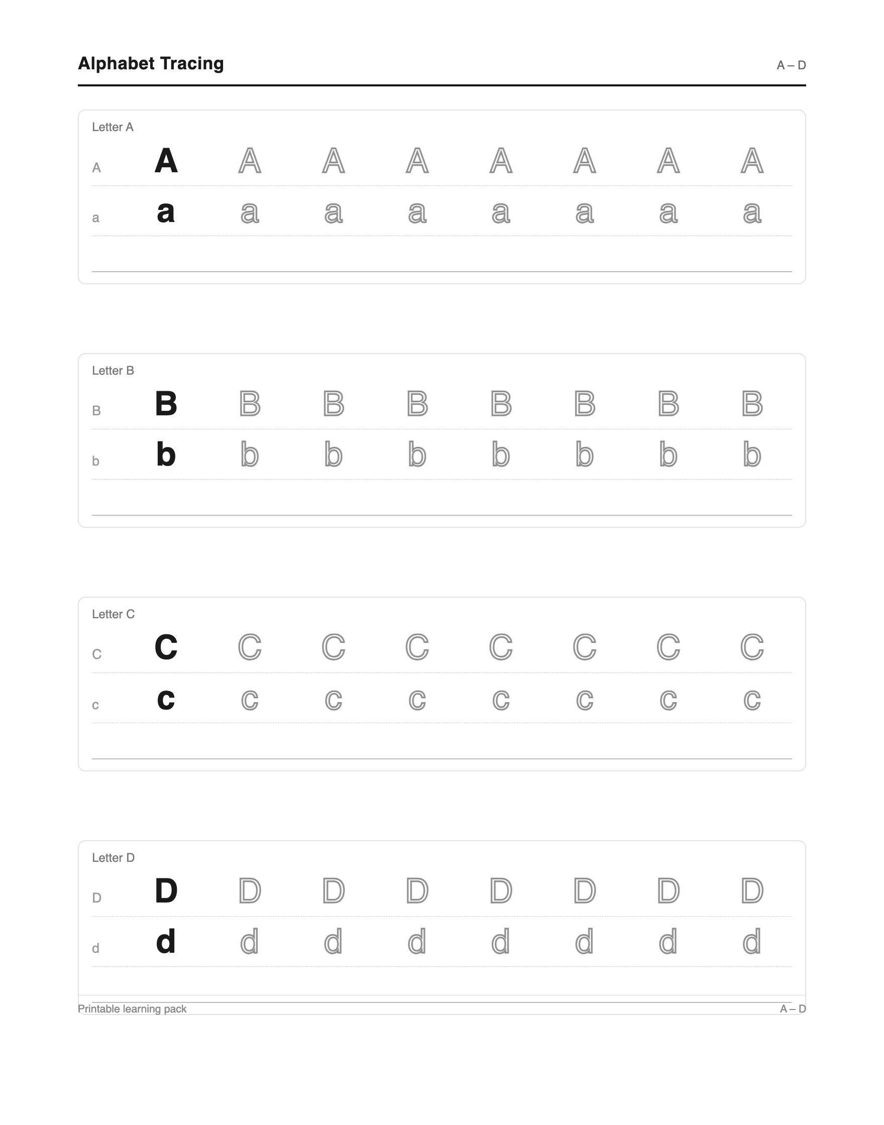 Alphabet Tracing Pack preview